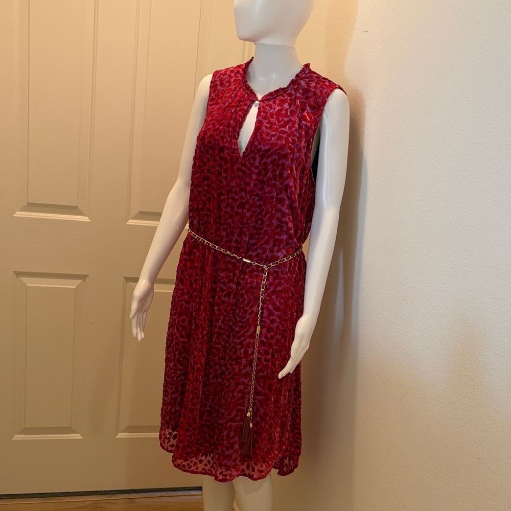 Hale Bob Red Sleeveless Midi Dress